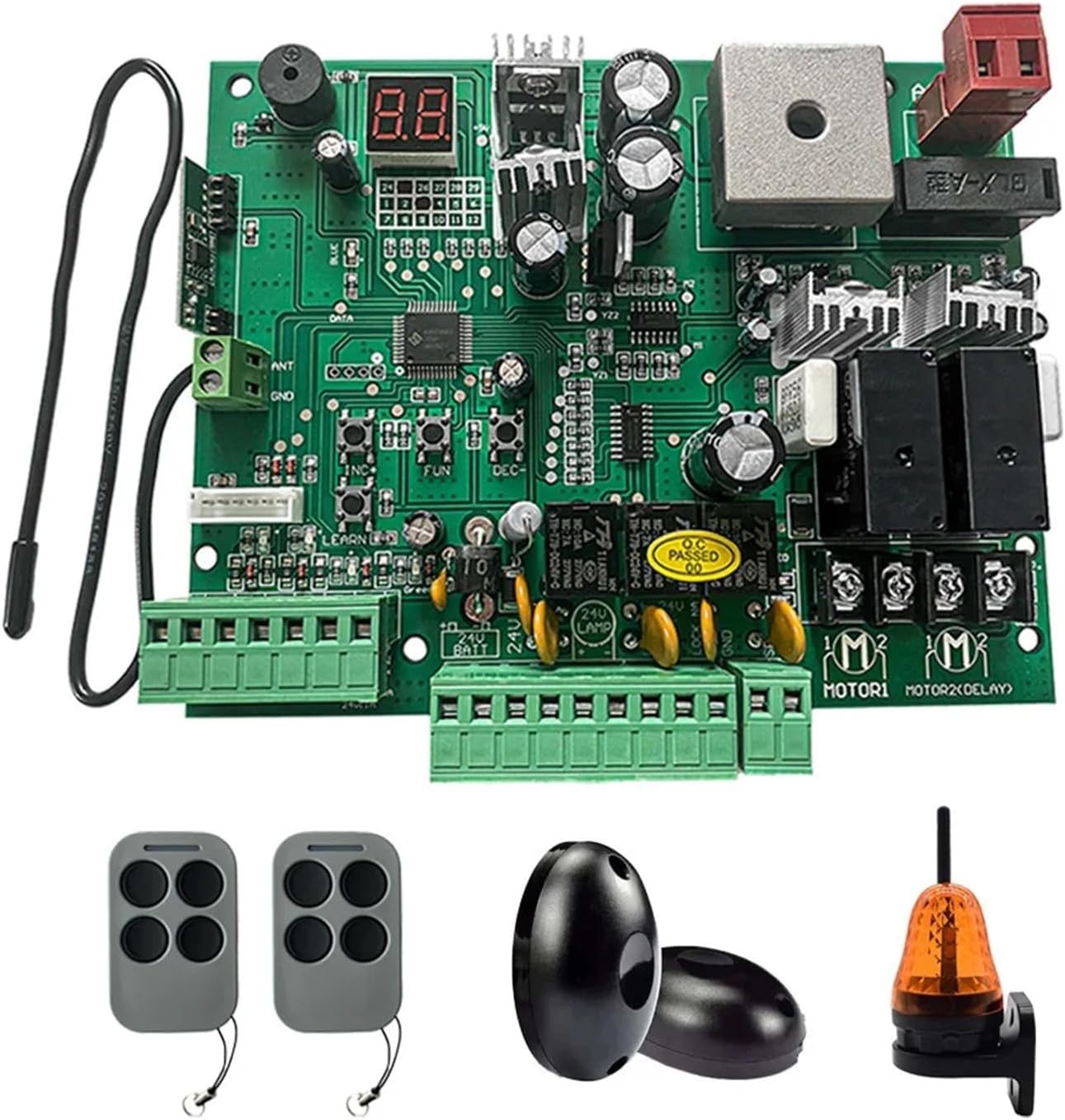 PCB Board，Compatible For Automatic，Double Arms Swing Gate Opener Control Board Panel Smart Control Center System Replace Fittings(2RC 1 Keypad)