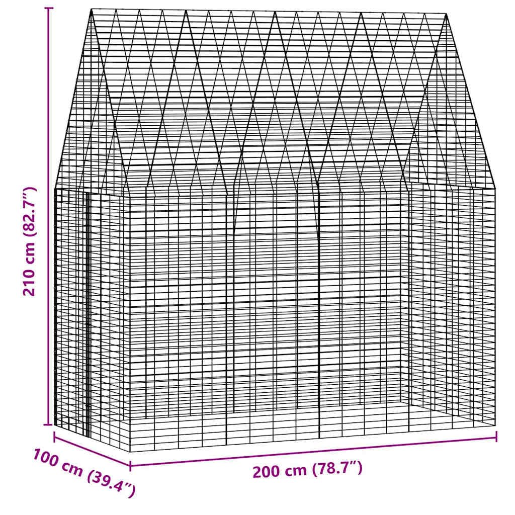Jaula para conejos de acero galvanizado, 200 x 100 x 210 cm, para conejos, casa para conejos, cobayas, jaula para hámsters, exteriores, jardín y balcón con protección