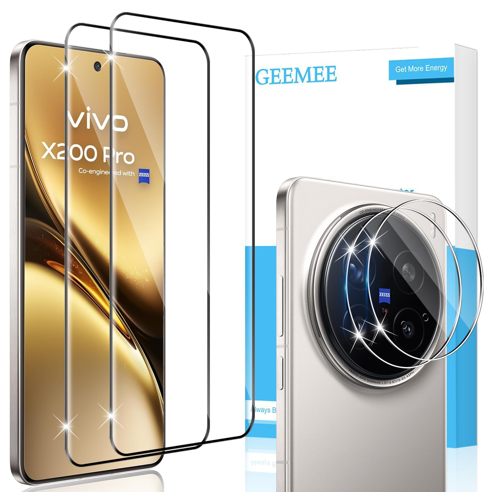 Yonntmmi Vetro Temperato Anti-Spy Per VIVO X200 Pro – 2 Pellicole Schermo + 1 Per Fotocamera, Durezza 9H E Rivestimento Oleofobico