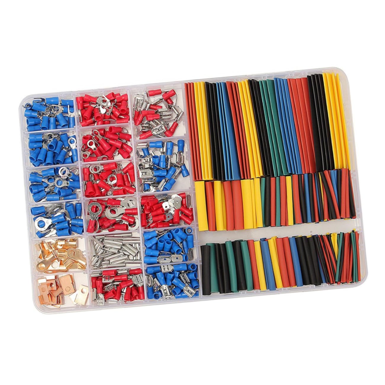 Unomor 678Pcs Wire Terminals Crimp Connector Set with Heat Shrink Tubes Insulated Electrical Connectors for Auto Mechanics Garages and Workshops Compact Storage Case Included
