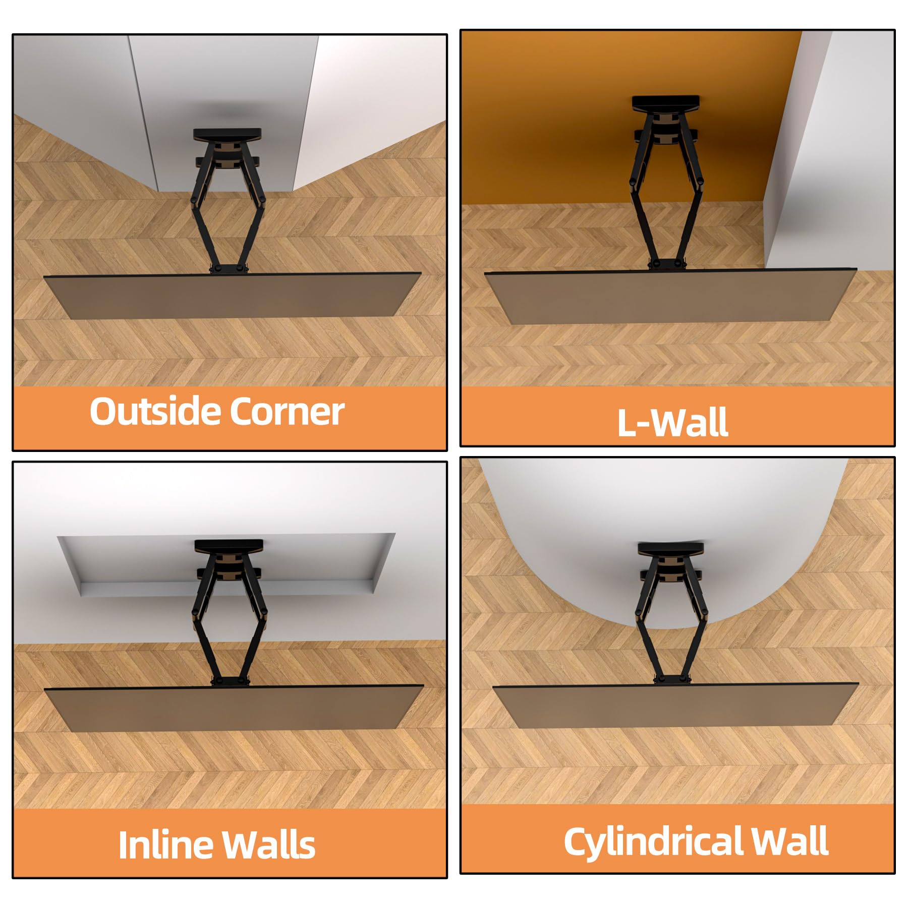 Support TV Mural Orientable 180° Pivotant, Fixation TV Murale Bras Doubles Robustes, Bras TV Mural Articulé pour Téléviseurs de 32-65″ jusqu'à 32,5 kg, Support TV d'angle, Max VESA 400x400mm