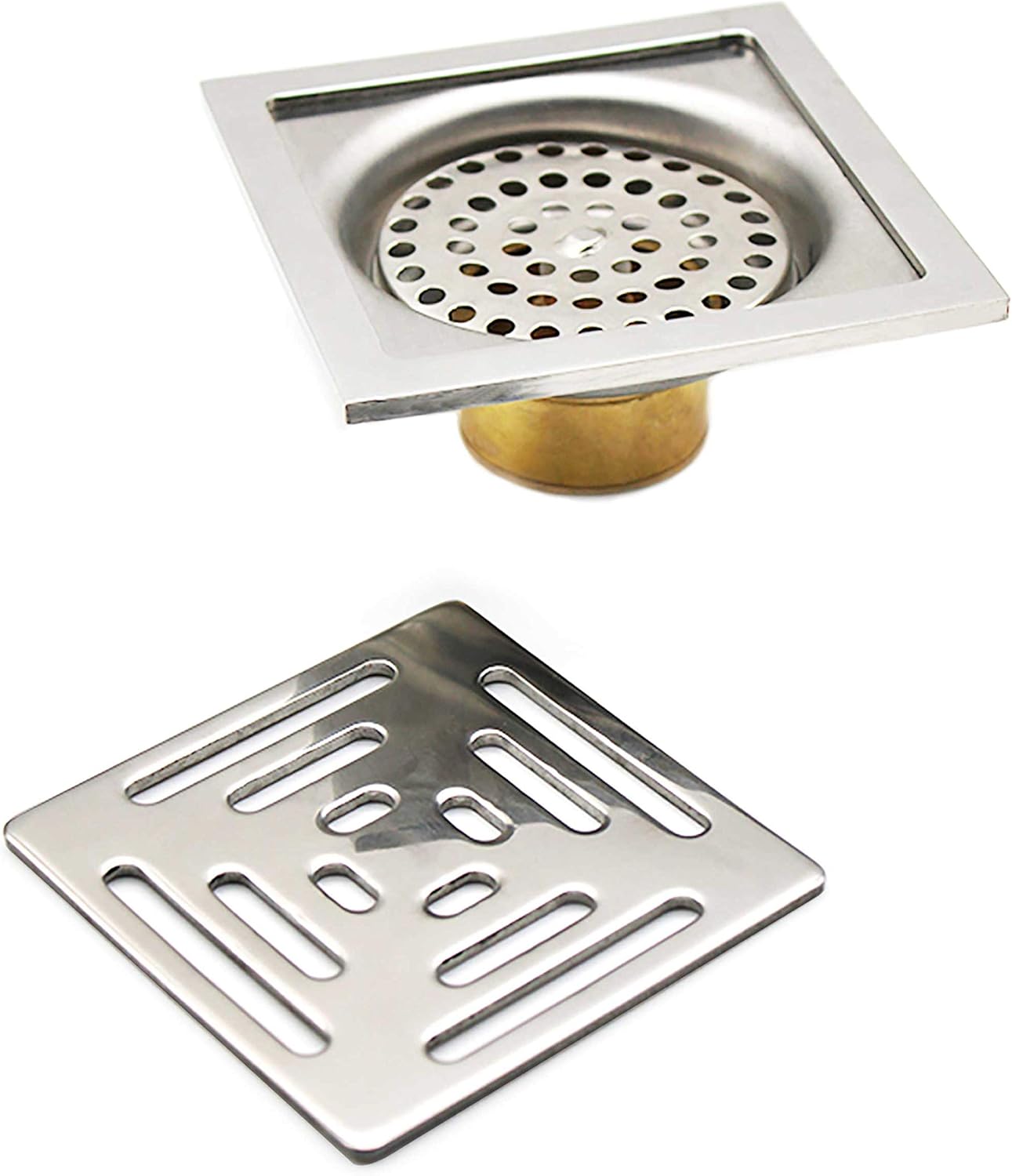 Her Kindness Square Shower Drain AntiOdour Floor Siphon, Stainless