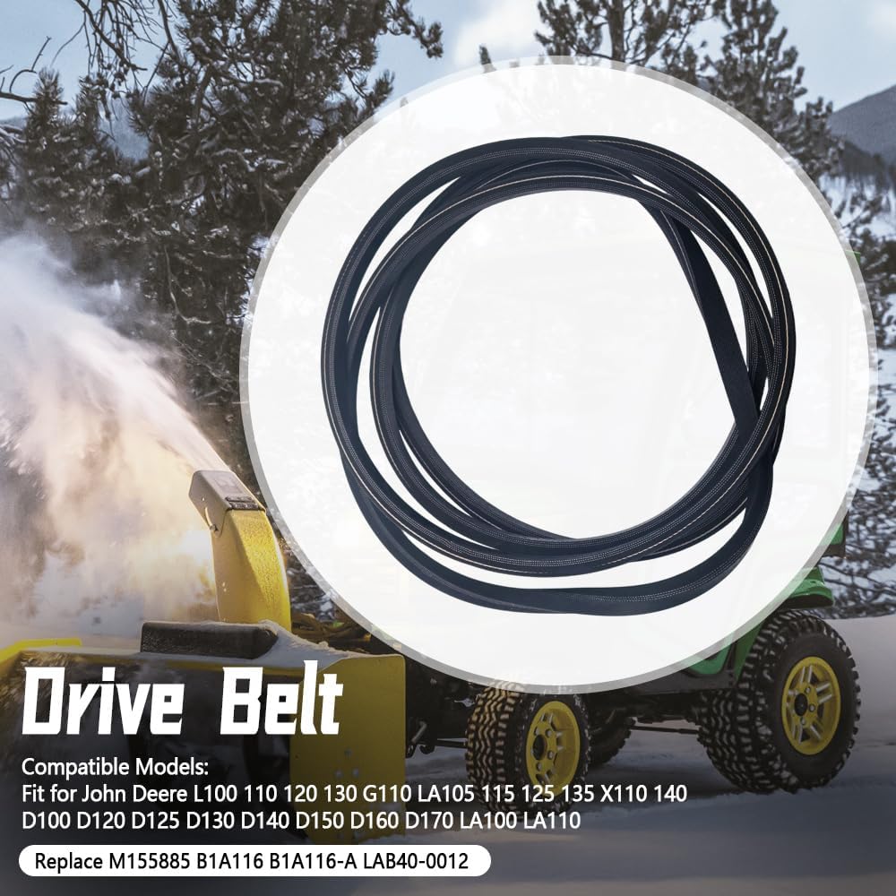 M155885 Drive Belt Fit for John Deere L100 110 120 130 LA105 115 125 135 X110 140 D100 D120 D125 44" Snow Blower Heavy Duty V-Belt