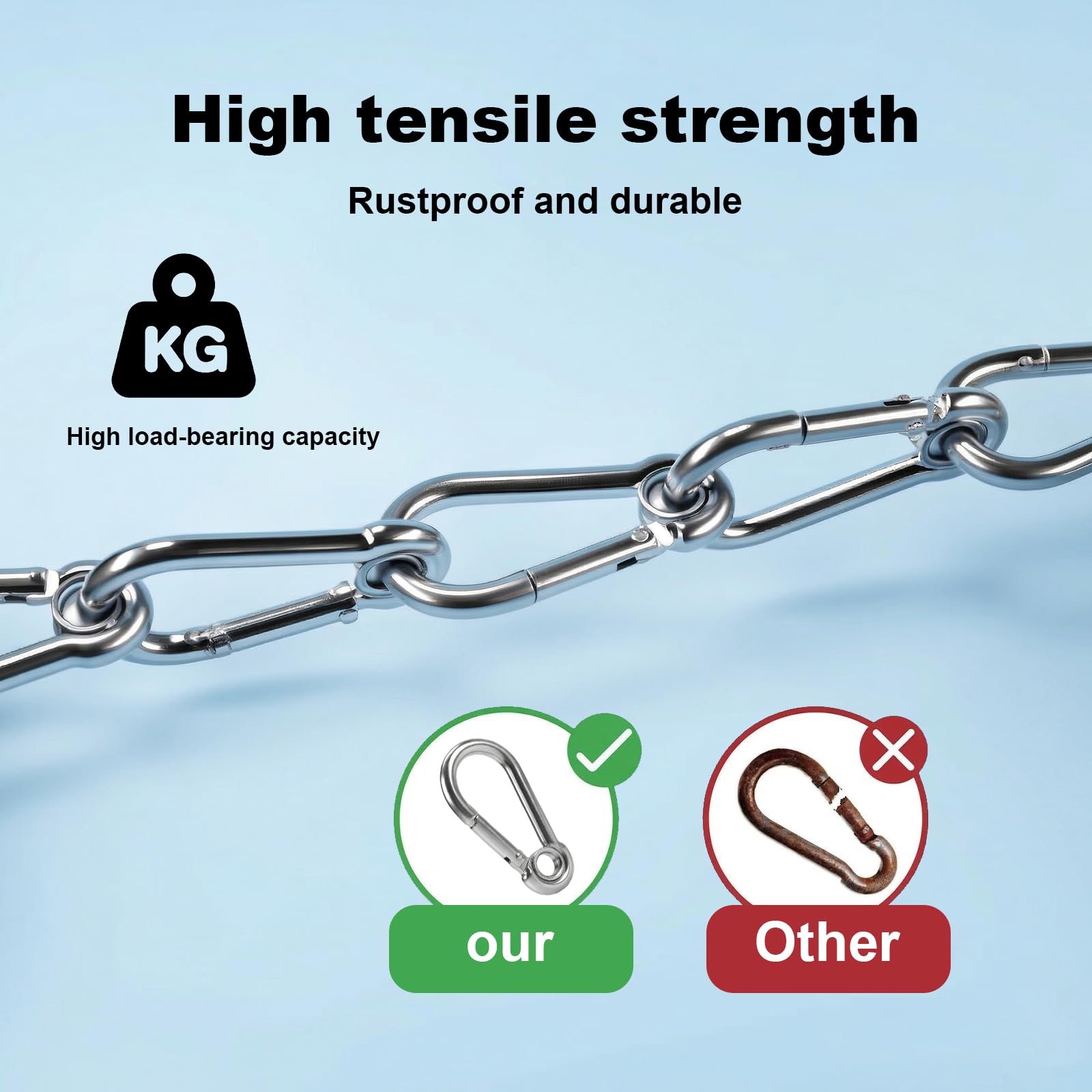 Carehabi 14 pièces Mousquetons en Acier Inoxydable 60 * 30mm Petit Mousqueton Mousqueton INOX pour Porte-clés Hamacs Camping Pêche Auvents - 5