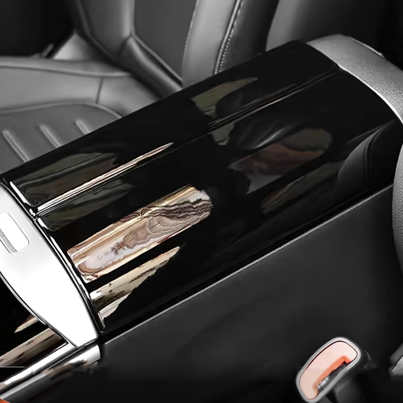 KUNGKIC Braccioli Auto Box Copertura Consolle Centrale Protezione Trim Adesivo Interno Per Mercedes Benz Classe C W206 2022-2024 GLC X254 2023-2024 Accessori,ABS (Nero)
