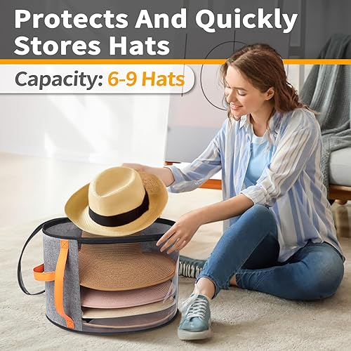 Miniatura 3 de Caja de almacenamiento transparente de gran tamaño para mujer, organizador de sombreros de vaquero para armario, funda de sombrero de ala ancha con