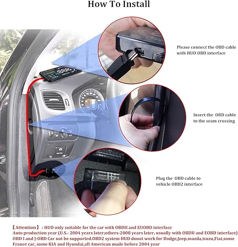 Miniatura 7 de Pantalla frontal para automóviles, velocímetro digital para coche A8 con función OBD, pantalla grande de 5.5 pulgadas, velocímetro HUD para todos