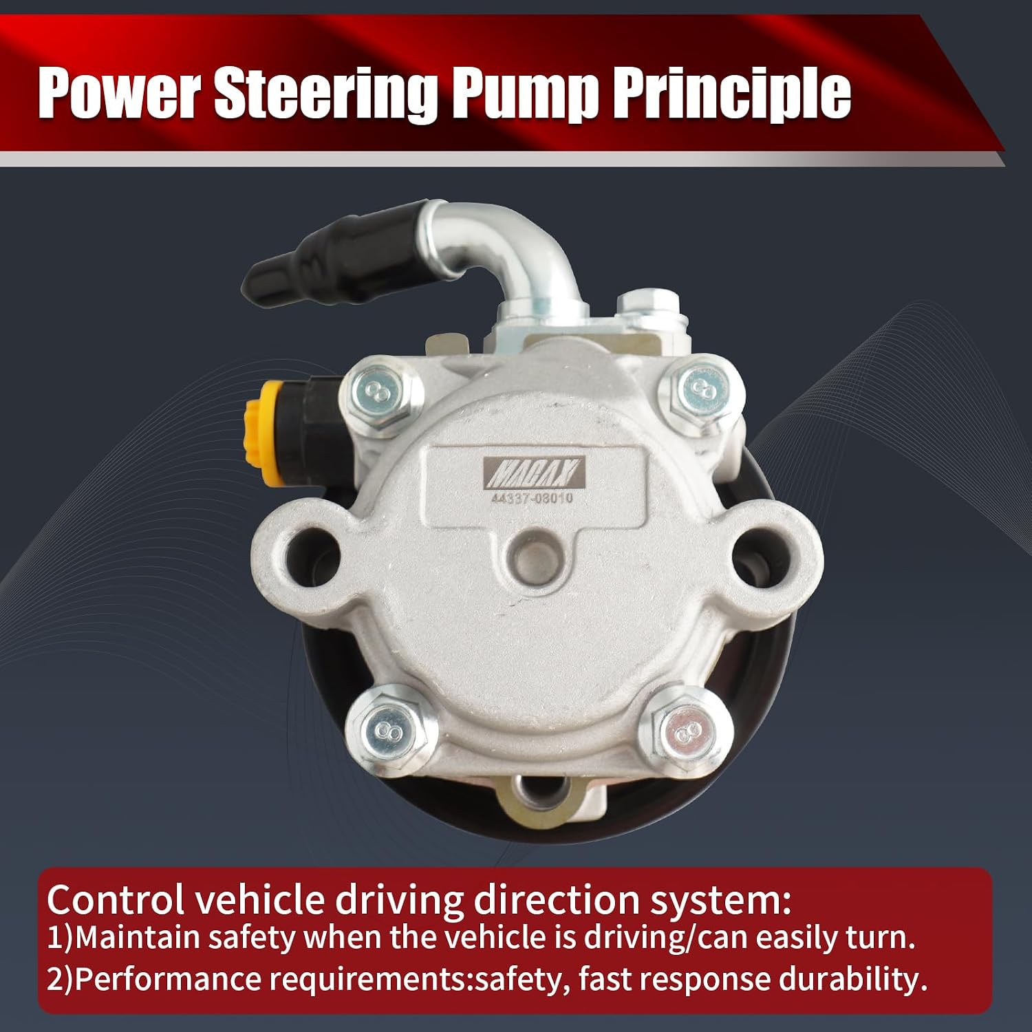 Power Steering Pump 44337-08010 with Pulley Compatible with Toyota Sienna 2004-2006 3.3L V6 Replaces 21-5362 96-5362 N990-0545 6102PX