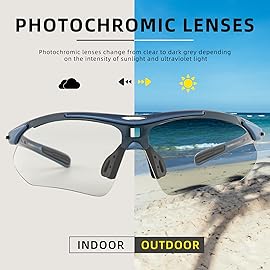 ROCKBROS Photochromic Sports Sunglasses Mens Pickleball Glasses Cycling Glasses MTB Sunglasses, with Removable Elasctic Band
