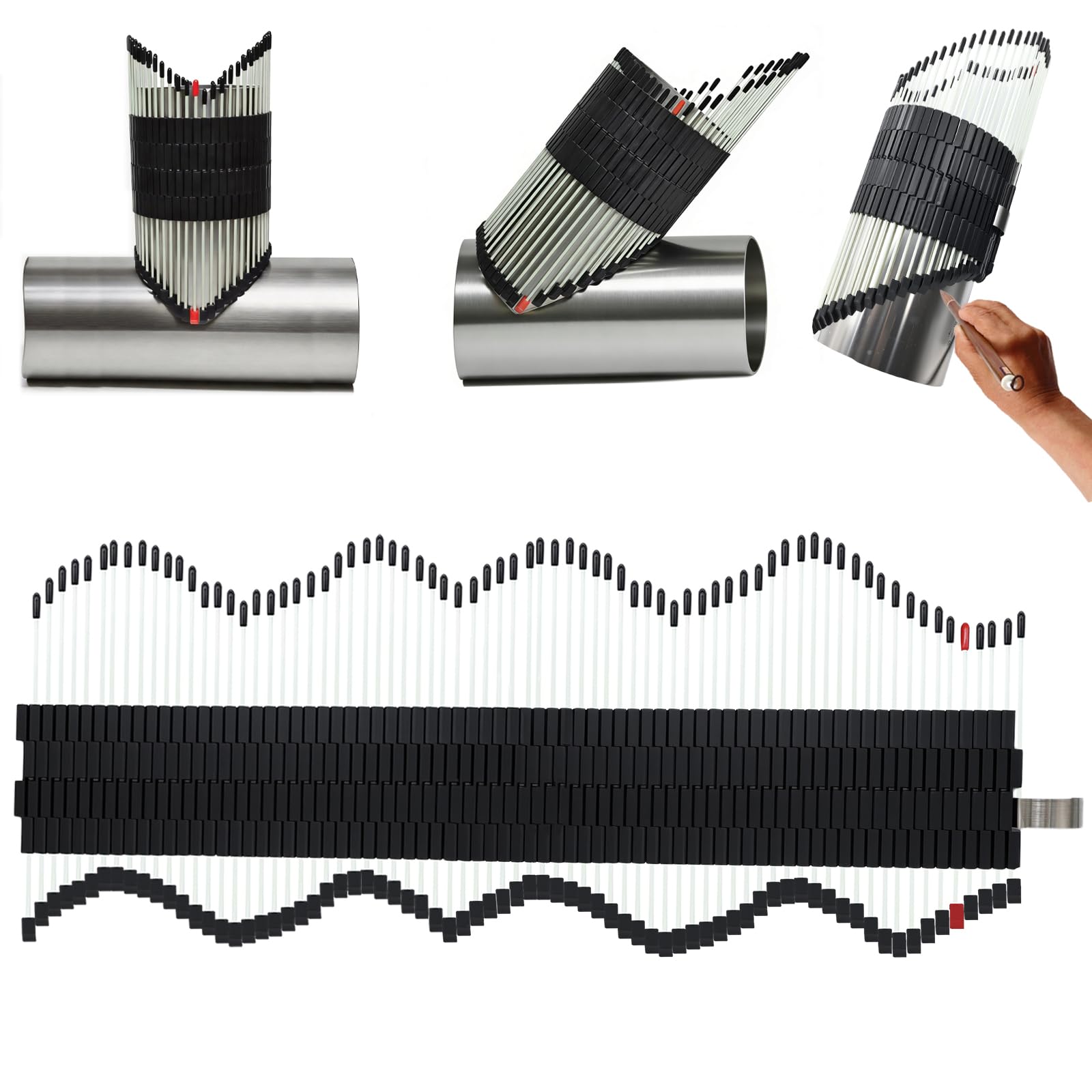 Outil de Profilage de Tuyaux Multifonction, Gabarit de Contour pour Copie de Formes de Tuyaux, Jauge de Mesure pour Carrelage Menuiserie Plomberie Métal et Rénovation (Tuyaux de 0–3″) (Tuyaux de 0–6″)