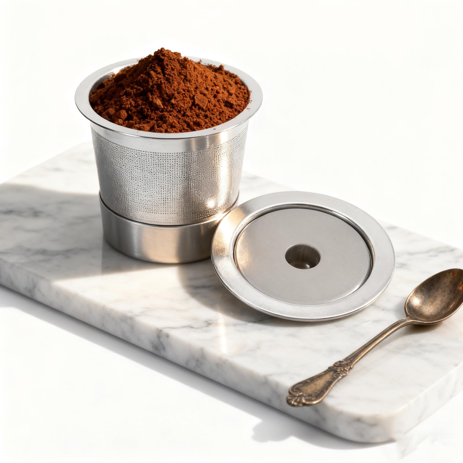 Toddmomy 4er-Pack Edelstahl-Kaffeekapseln: Edelstahl-Kaffeekapselbecherhalter – wiederverwendbarer Kapselfilterkorb für Haushalt oder Büro