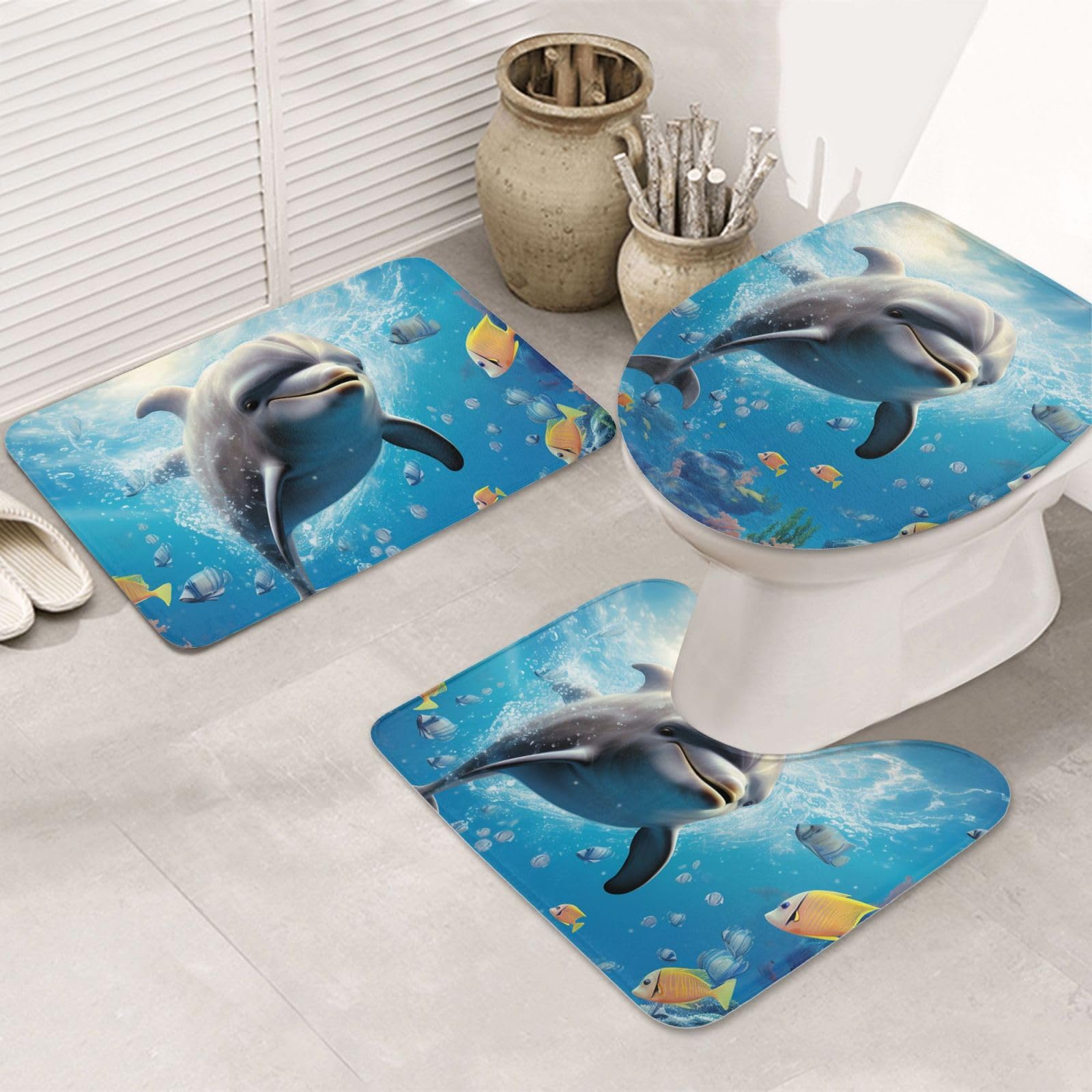 Tapis de bain super doux et absorbants lot de 3 tapis de bain en forme de U