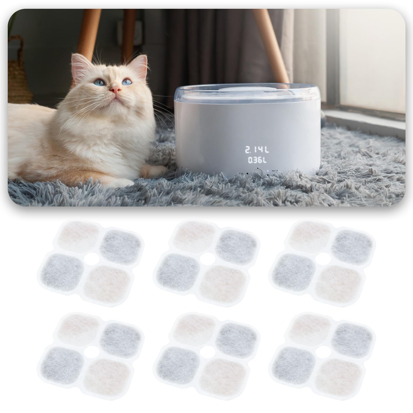 Briny River 8PCS Cat Fountain Filter Compatible with Wonder Creature 3L Pet Water Fountain 12.1x12.1x0.8cm Water Fountain Filters Cat Drinking - Image 2