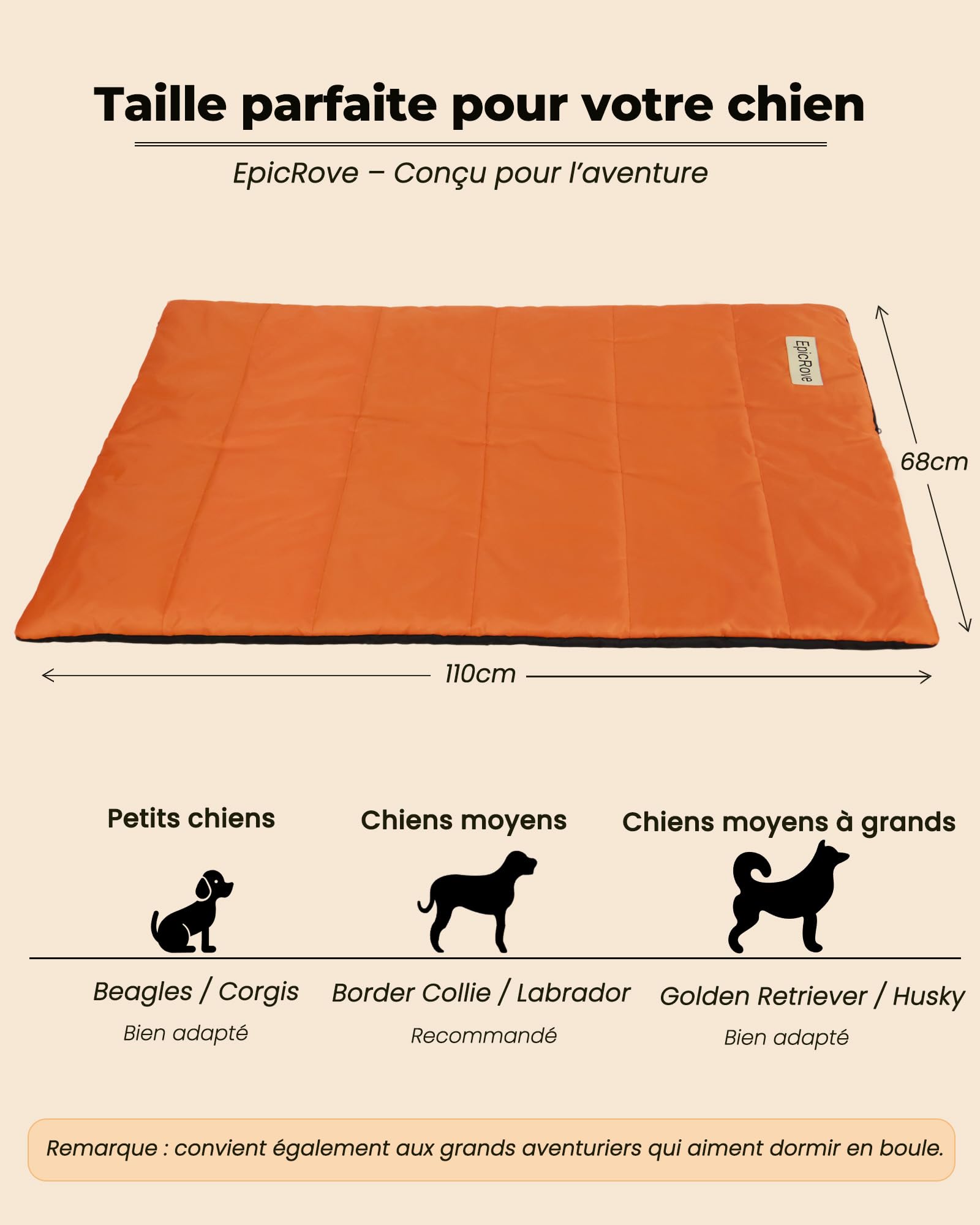 RovePad Base – Tapis pour Chien imperméable 110 × 68 cm, antidérapant, Lavable en Machine, résistant aux Griffes – Idéal pour Maison, Voiture, Voyage et Camping