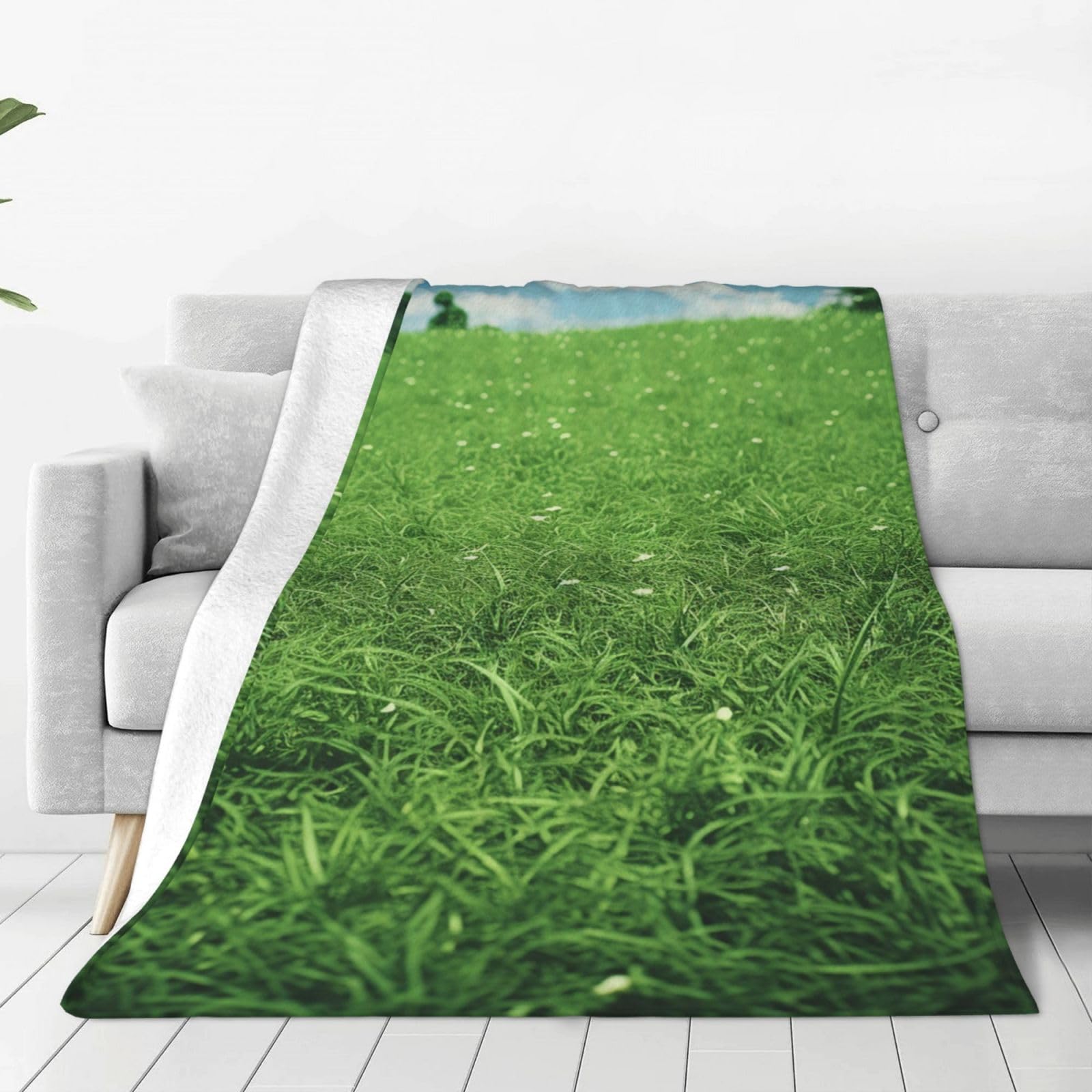 Couverture verte en flanelle légère toutes saisons pour lit
