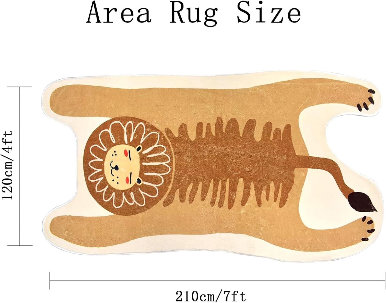 Lion Kids Rug 4x7Ft Soft Kids Play Mat for Boys Girls Bedroom, Lion Print, Jungle Animal Theme, Soft Washable Floor Mat for Playroom Nursery Classroom Living Room Decor, Brown