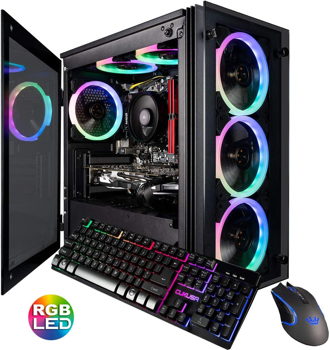 CUK Stratos Micro Gaming Desktop (AMD Ryzen 7 5800X, 32GB DDR4 RAM, 512GB NVMe SSD + 2TB HDD, NVIDIA GeForce GTX 1650 4GB, Windows 11 Home) Tower Gamer PC Computer