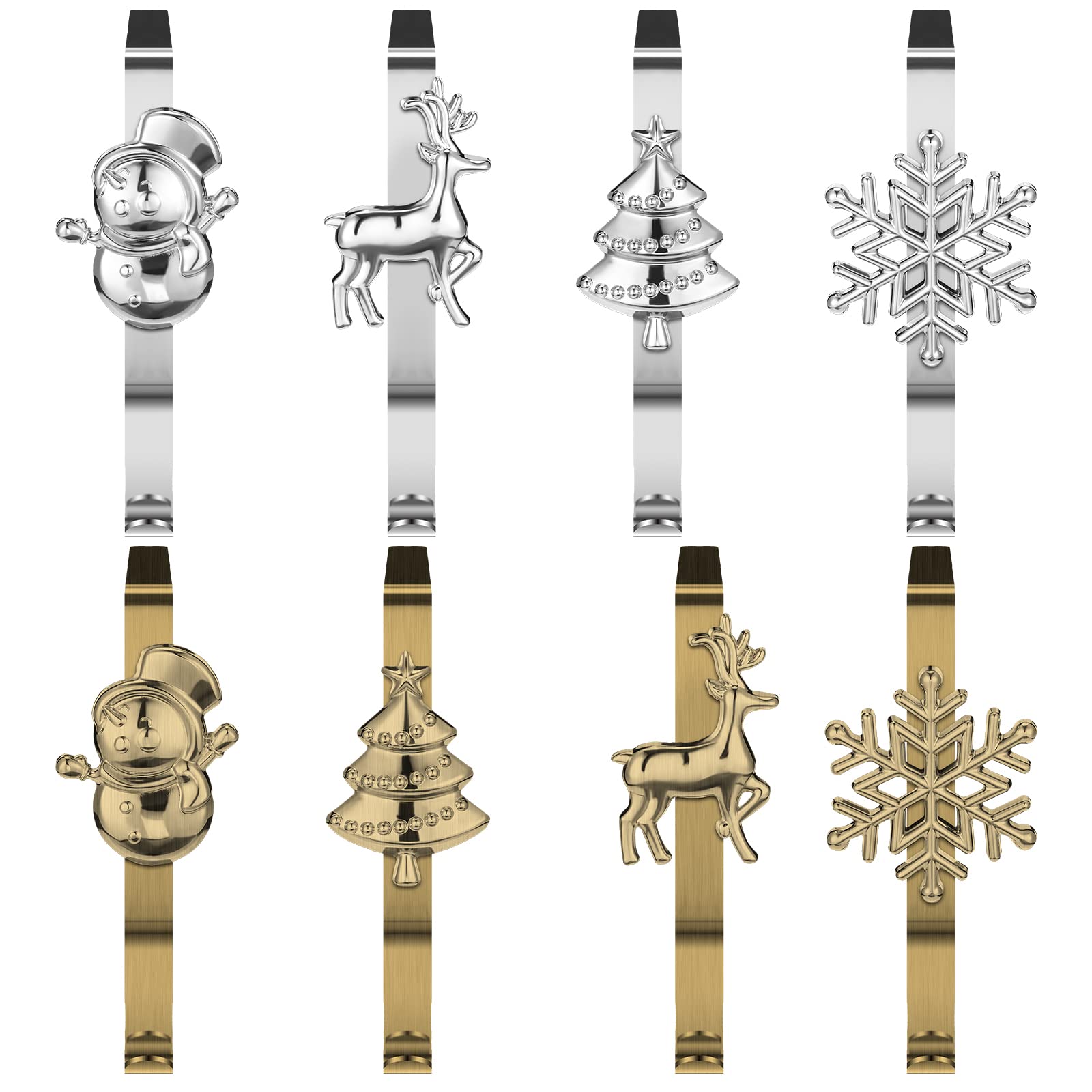 Support chaussette de Noël métal lot de 8 crochet cheminée antidérapant bronze argent