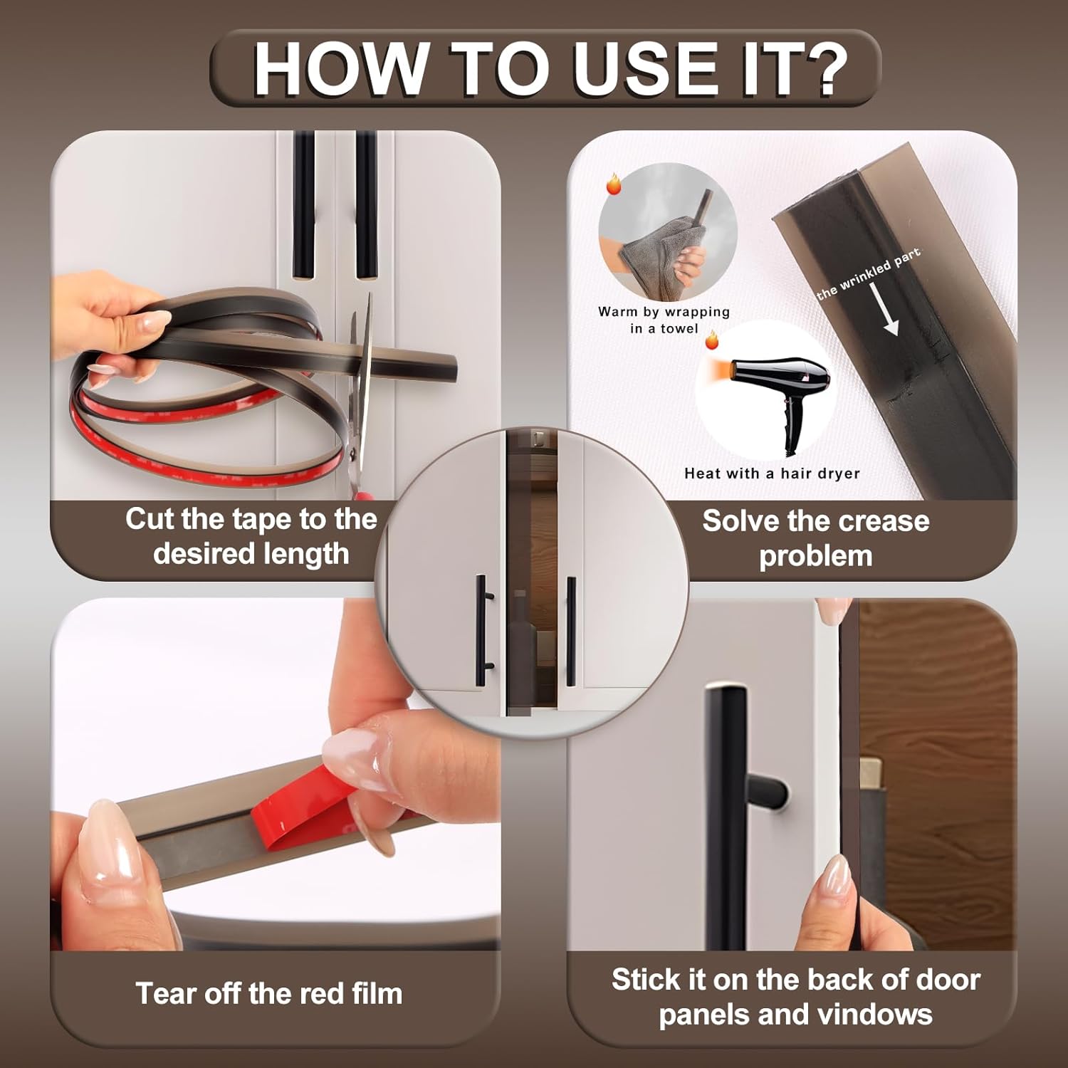 Cabinet Door Seal Strip, 45.9 FT Weather Stripping Gap Filler with Strong Adhesive, Silicone Dustproof Door Seal for Cabinet, Wardrobe & Cupboard (Transparent Brown) thumbnail