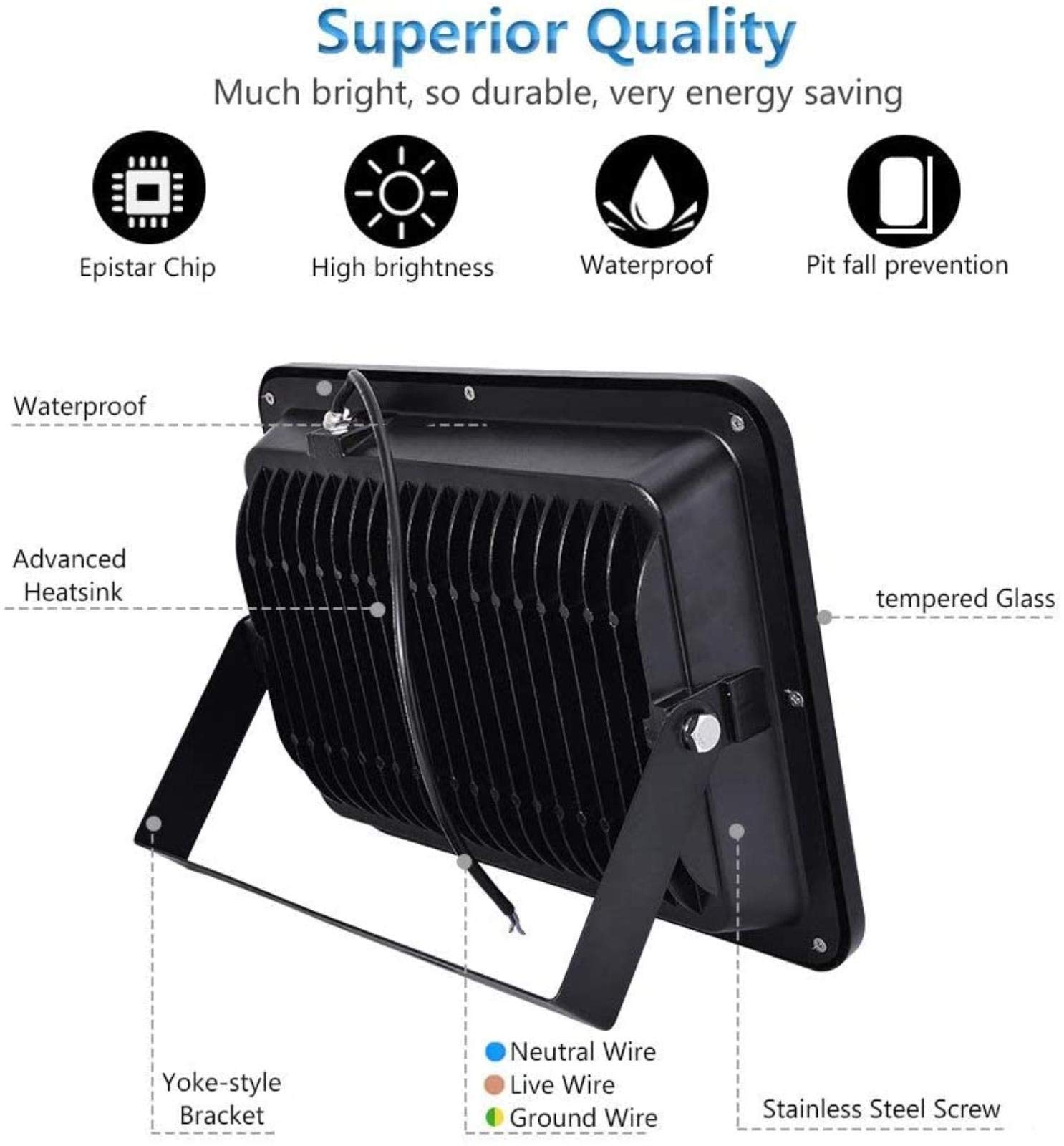 Luces de inundación solares Reflector LED para Exteriores, 500W Foco LED Blanco cálido, 2800 3200K, Ip65 Luz de Pared Exterior Impermeable para jardín, Garaje
