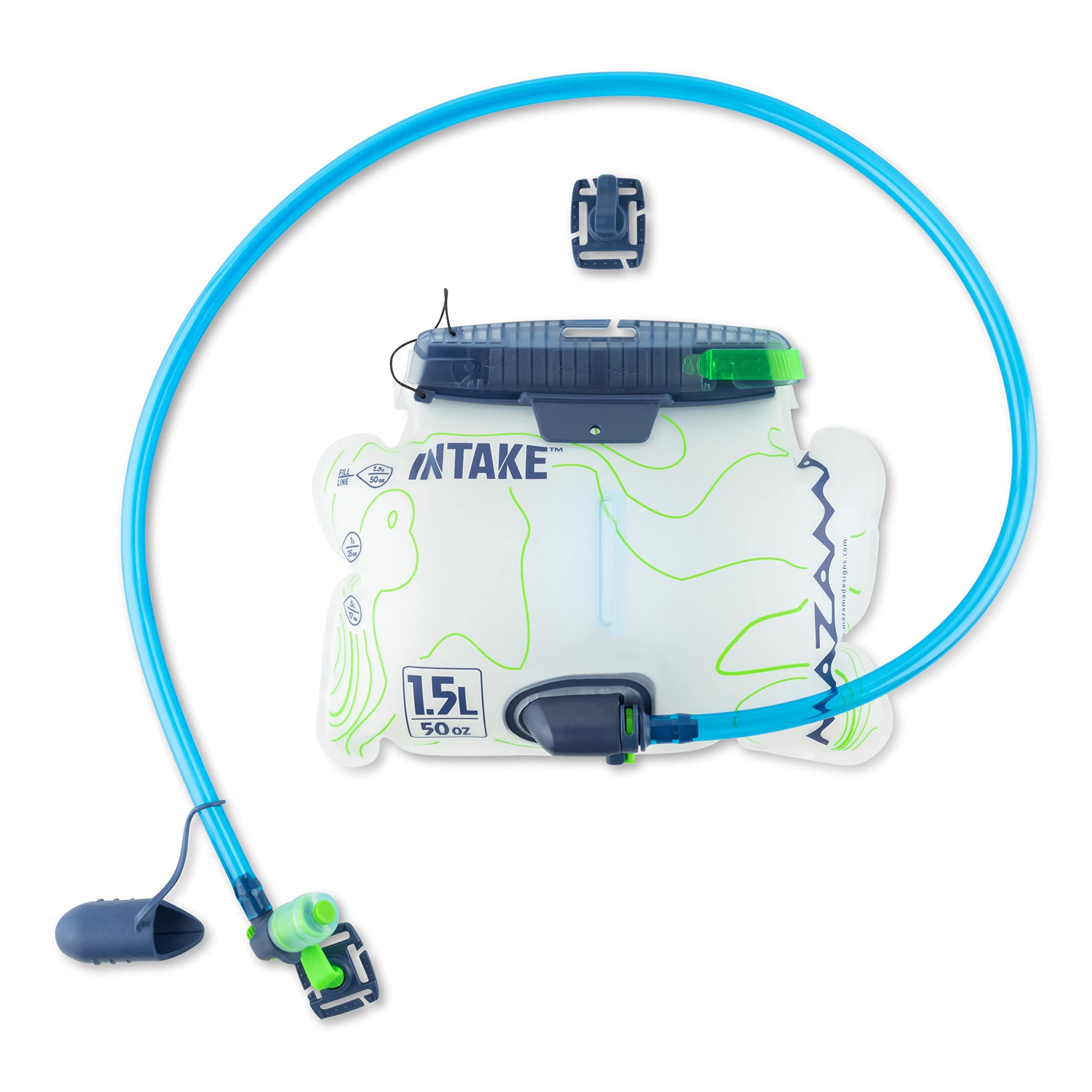 Mazama Intake 1.5L Water Hydration Reservoir - Easy to Fill and Leak Proof with GYZR Bite Valve- Water Bladder for Hiking Backpack and Outdoor Adventures
