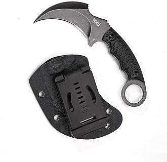 KHU Fixed Blade Knife Tactical, Hunting Knife Survival Knife EDC Knife Camping Knife D2 Steel G10 Handle, Outdoor Fishing Hunting Accessories Camping Gear with Kydex Sheath (Black-18A)