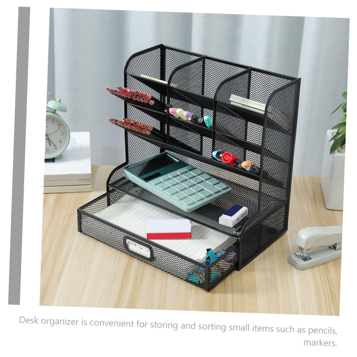 Organizzatore per Cancelleria Scatola Portaoggetti in Metallo Organizer per Penne Portapenne da Scrivania Supporto Portaoggetti Resistente e Facile da Pulire