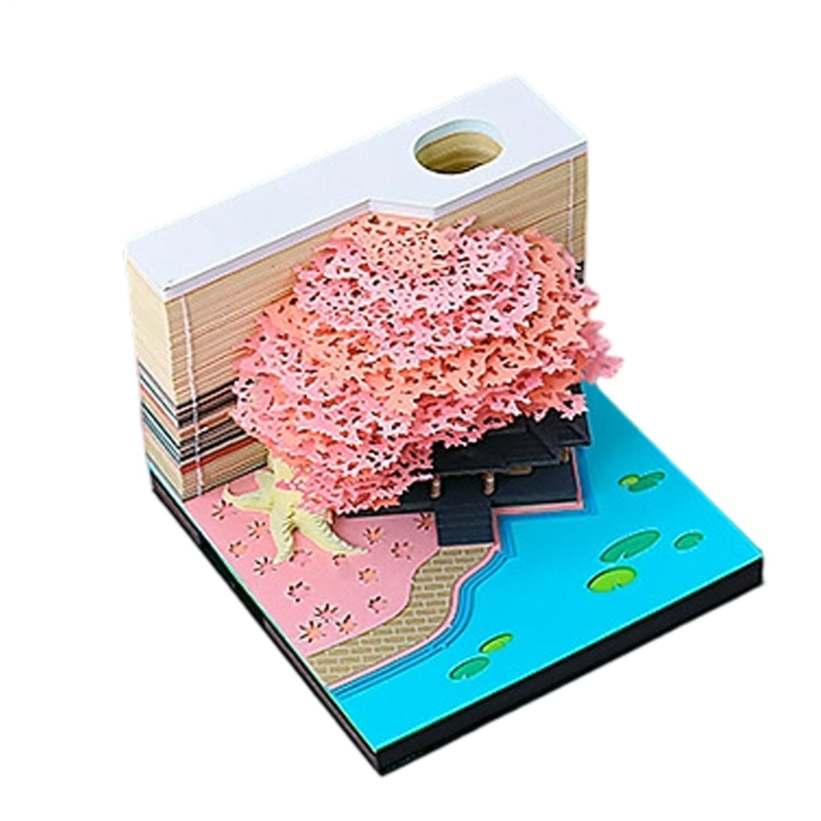 3D-Notizblock Desktop 3D-Schnitzerei LED-Zeitmesser Memoblock 2027 | Interaktive Kalender-Dekoration für Bücherregal Zuhause Büro Schule Wohnheim Appartement Schlafzimmer Wohnzimmer