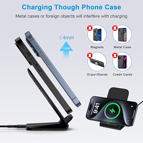 Miniatura 5 de Cargador inalámbrico Samsung, soporte de carga rápida de 15 W para Samsung Galaxy S24S23 FES23 UltraS22S21S20, soporte de cargador inalámbrico para