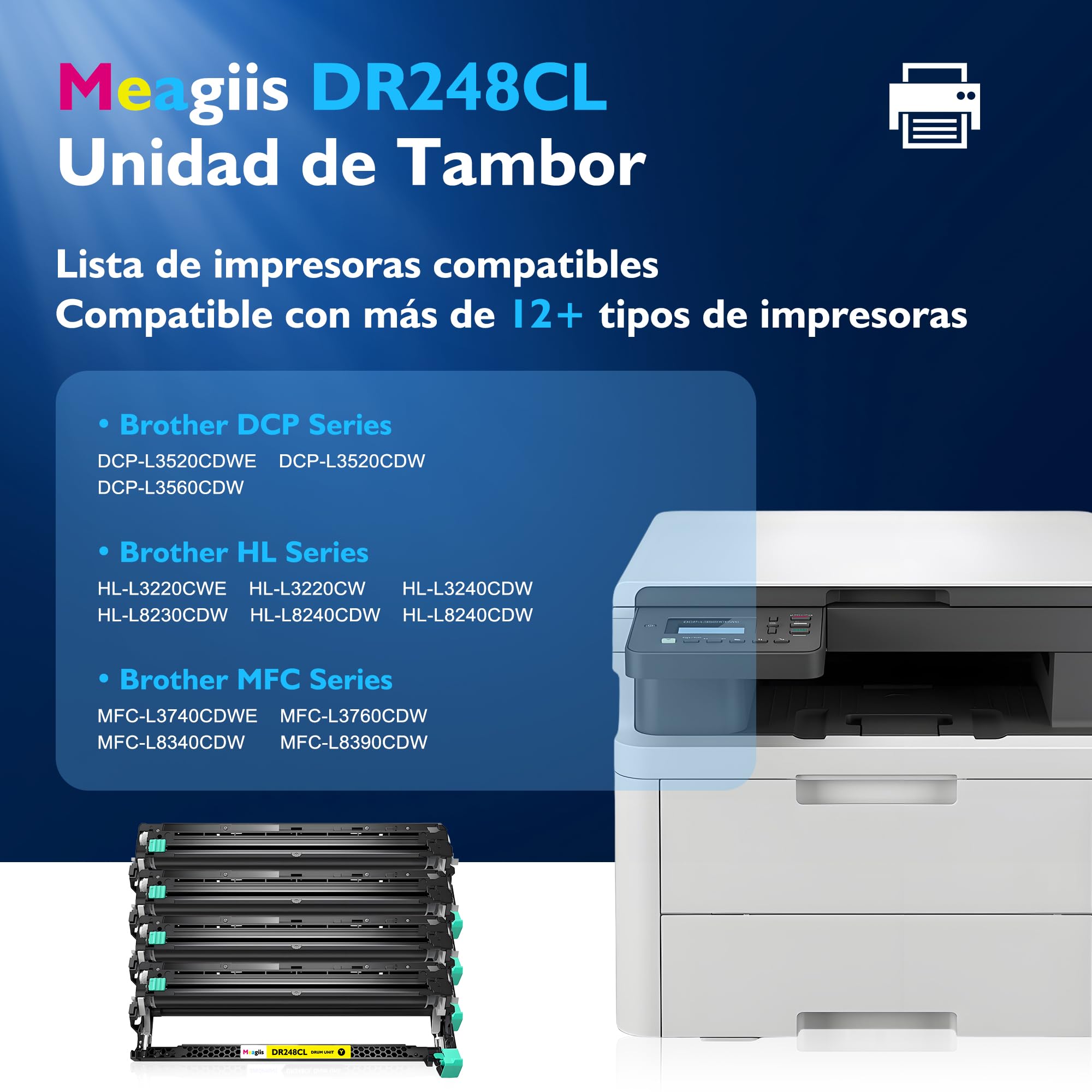 DR248CL Unidad de Tambor Compatible con Brother DR248CL DR-248CL Tambor para Brother HL-L3240CDW DCP-L3560CDW MFC-L3760CDW HL-L3215CW HL-L3220CW DCP-L3515CDW DCP-L3520CDW (4 Paquete)