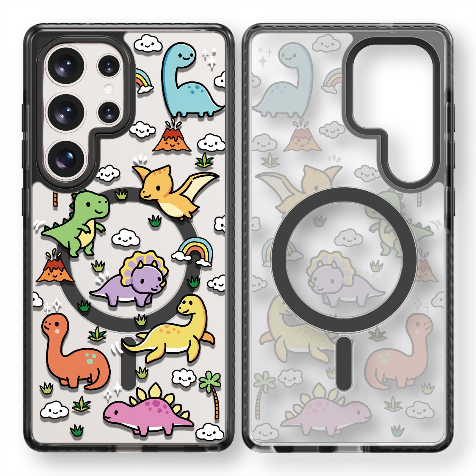 Rosarnnah for Samsung Galaxy S25 Ultra Case Aesthetic Black, Dinosaur Land | Compatible with Magsafe 6.9" Phone Case, Cute Funny Pattern Design for Girls Women, Durable Shockproof 6.6ft Drop Protection Dinosaur Land(M25U) Magnetic Case Samsung Galaxy S25 Ultra