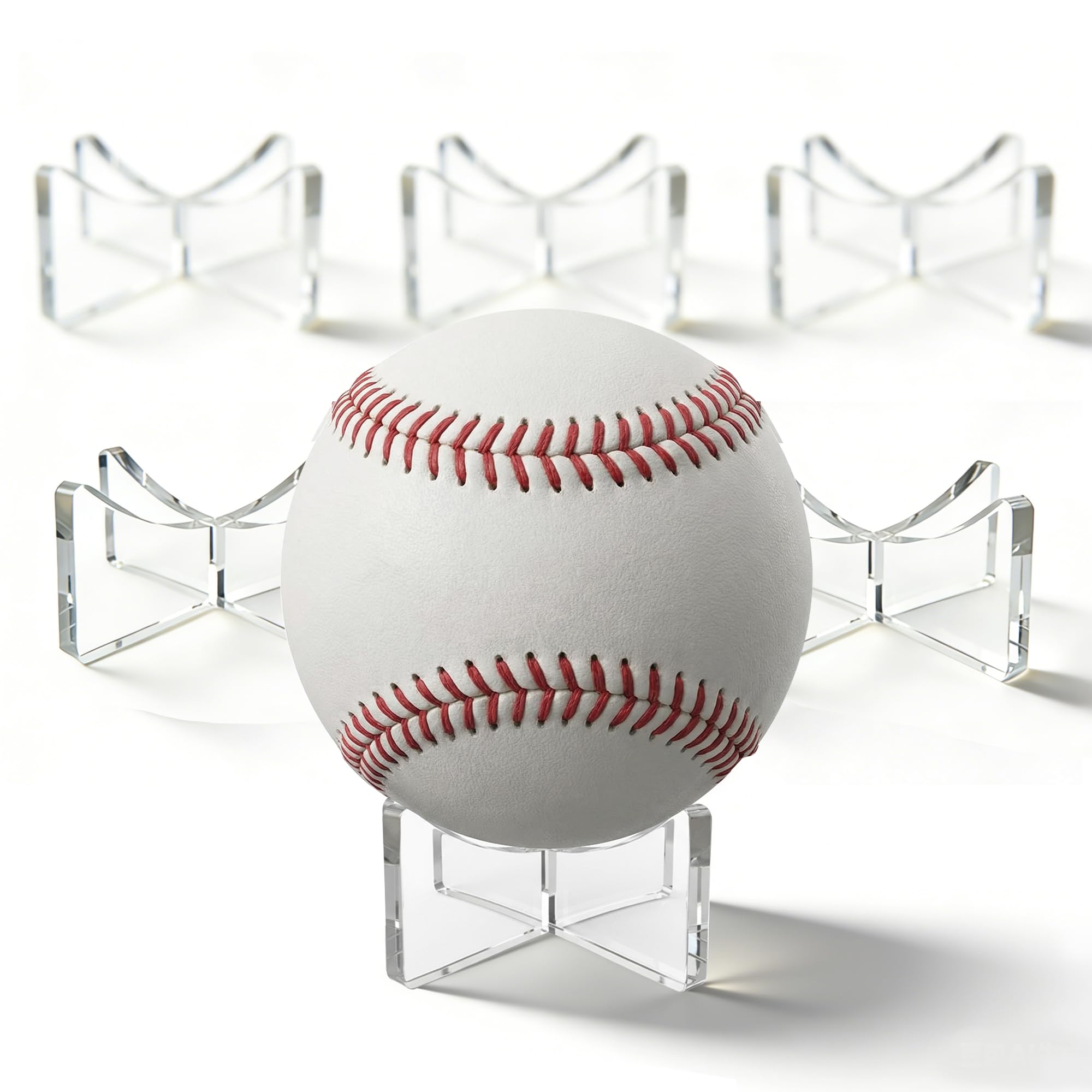Kaulipoa 6-Pack Baseball Stand Display Holder, Small Clear Acrylic Memorabilia Case for Softball & Signed Ball, Anti-Yellowing Autograph Game Base for Collectible Ball Display
