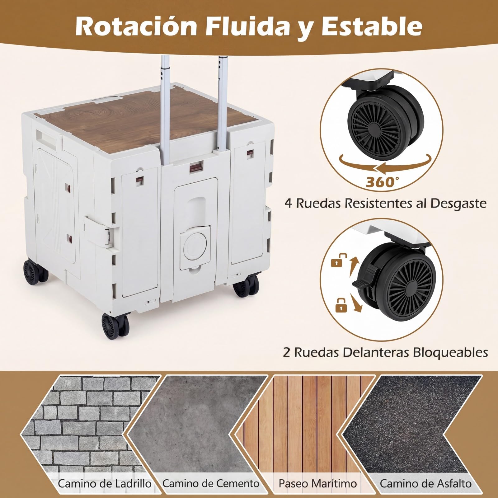 COSTWAY Carro de la Compra Plegable, 75L, Carrito de Compras Plegable con 4 Ruedas Universales, Asa Telescópica, Tapa y Portavasos, Carrito de Transporte para Viajes Oficina Mudanzas, Carga 60 kg