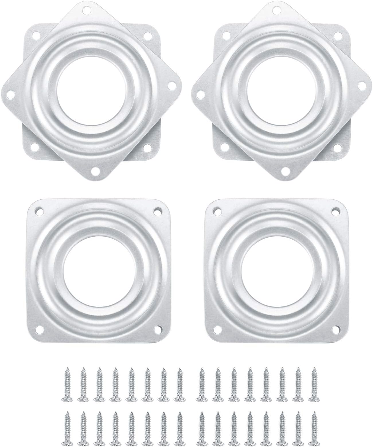 4PCS Square Rotating Lazy Susan Bearings, with Steel Ball Rotating Bearing Plate, with Screws 360 Degrees Turntable Swivel Plate for TV Table Bar Chair and Stool (3 in/150Lb)