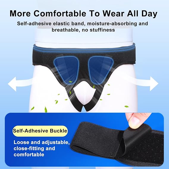 Hernia Belt, Adjustable Hernia Support Truss for Single/Double Inguinal, Groin Straps with 2 Removable Compression Pads, Pain Relief(Medium)