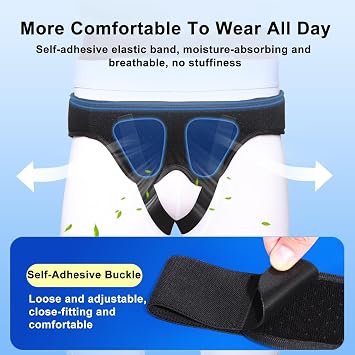 Hernia Belt, Adjustable Hernia Support Truss for Single/Double Inguinal, Groin Straps with 2 Removable Compression Pads, Pain Relief(Medium)