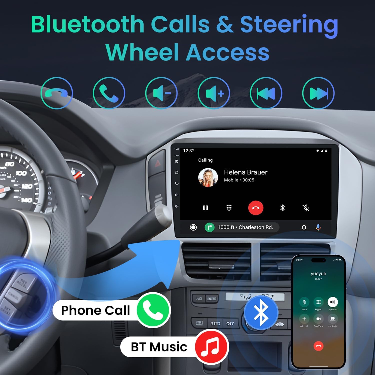 4Core 64ROM Car Stereo for Dodge Ram 1500 2500 3500 2002 2003 2004 2005: 9 Inch 1280x800 IPS Touchscreen for Ram Radio Upgrade Wireless CarPlay/Android Auto Bluetooth WiFi GPS FM Backup Camera