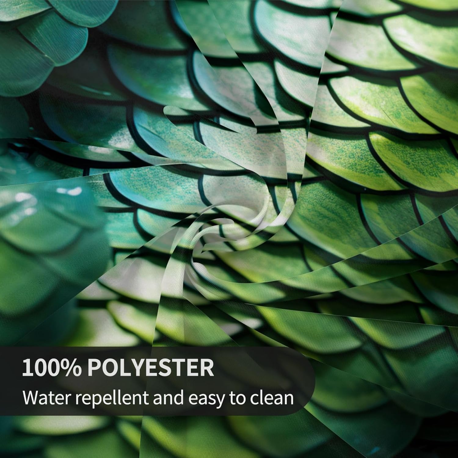 Green Fish Print Wrinkle Free Dining Table Cover for Birthday Party Farmhouse Tablecloths Up to 60 x 60 Inches