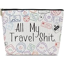 Travel Gifts Makeup Bag, All My Travel Cosmetic Bag for Purse, Girls Trip Gifts Favors for Women Female Best Friend Traveler Lovers Girlfriend, Trip Organizer Pouch, colorful