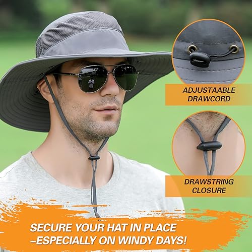 Miniatura 10 de doorslay Sombrero de pesca para hombres y mujeres, sombrero de ala ancha con solapa desmontable para el cuello y cubierta facial