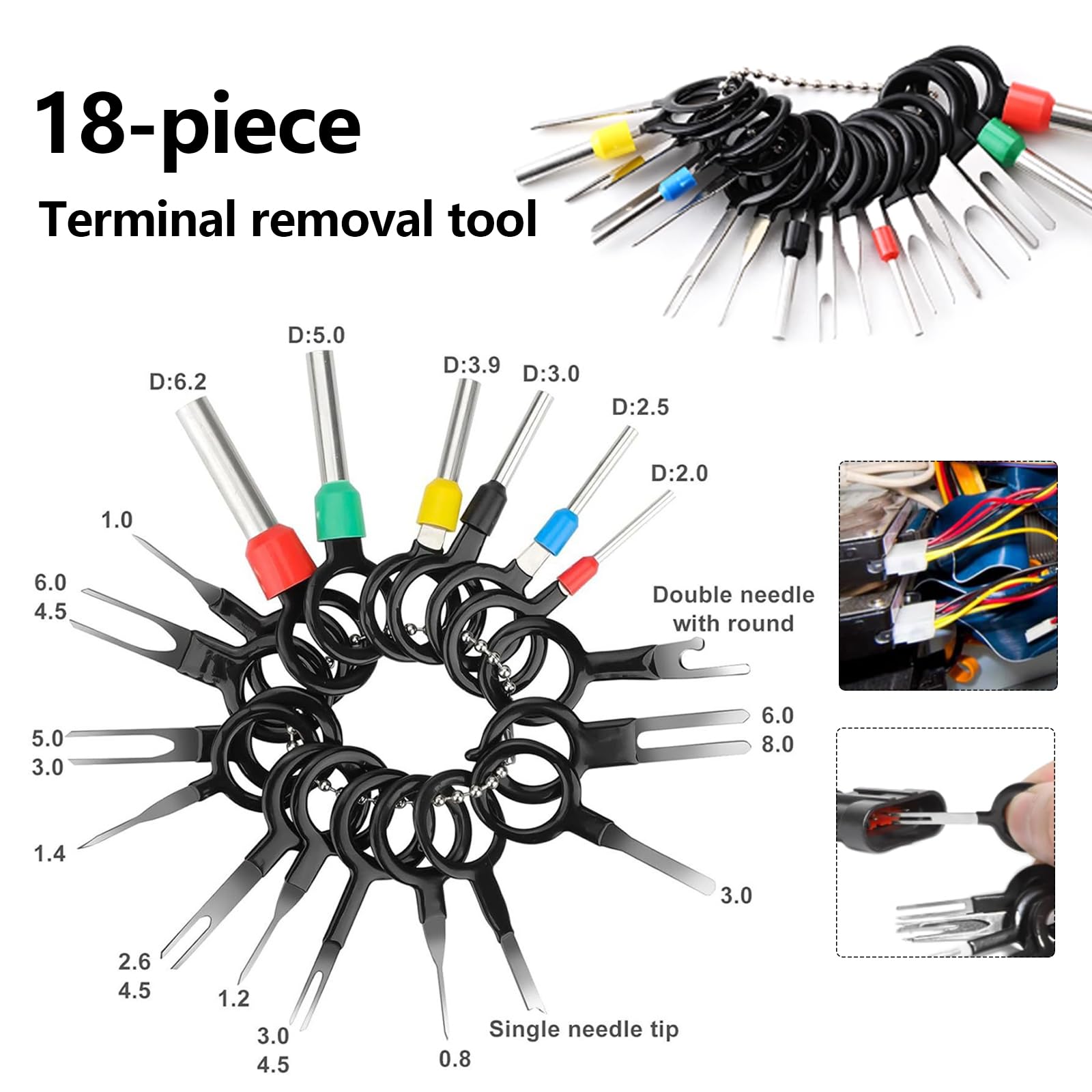 Connettore Elettrico Automobile Kit 950 Pz Pin Connettore 1/1,5/1,8/2,2/2,3/2,5/2,8/3,5 mm Maschio e Femmina Per Auto Moto e Barche