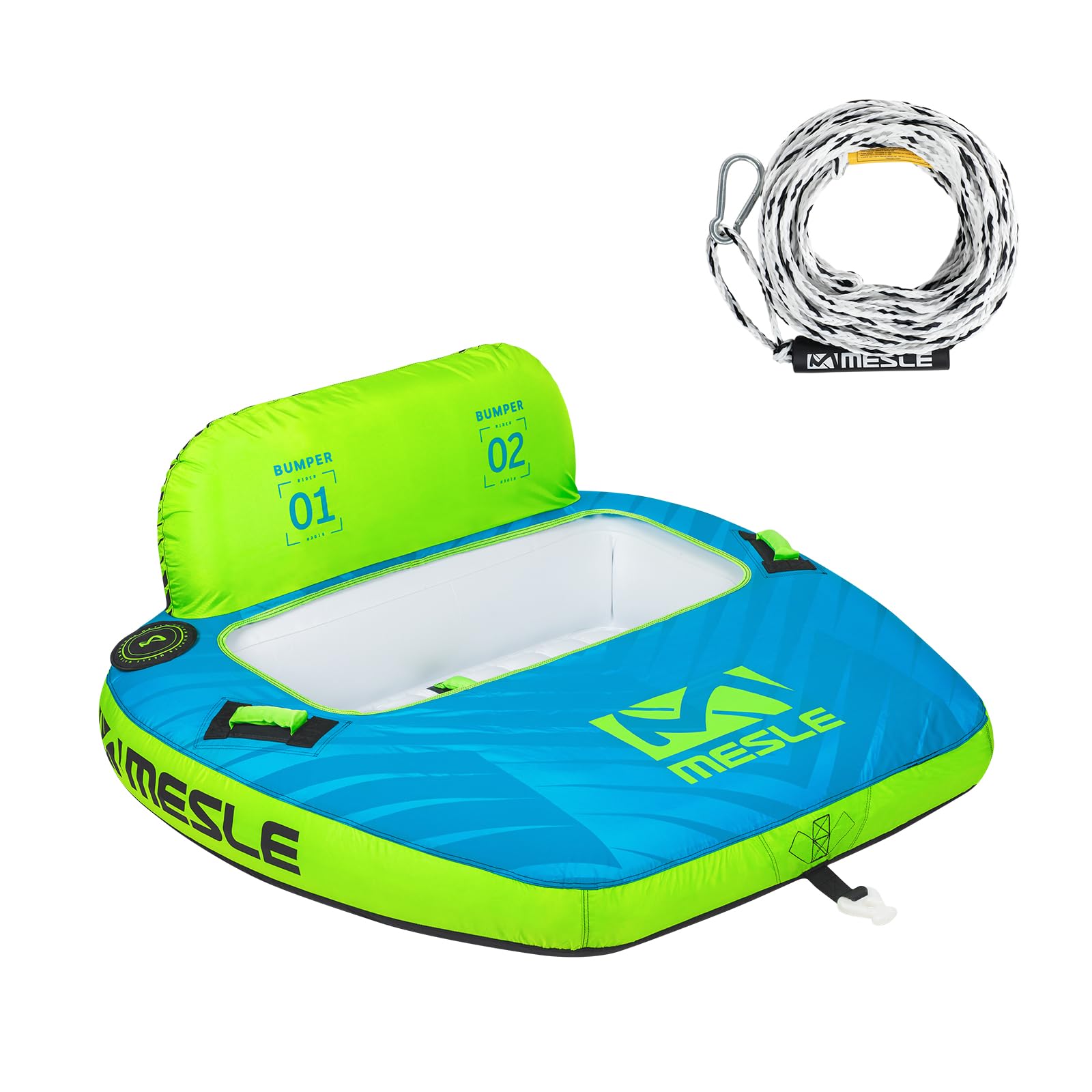 MESLE Pacchetto Gonfiabile da Traino con Corda Bumper 1-3 Persone, Barca e Moto d'Acqua, Ciambella Gonfiabile