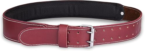 Miniatura 1 de FUERI Cinturón de trabajo de cuero de grano premium, cuero grueso acolchado de espuma, cinturón de herramientas para carpintero, mecánico y