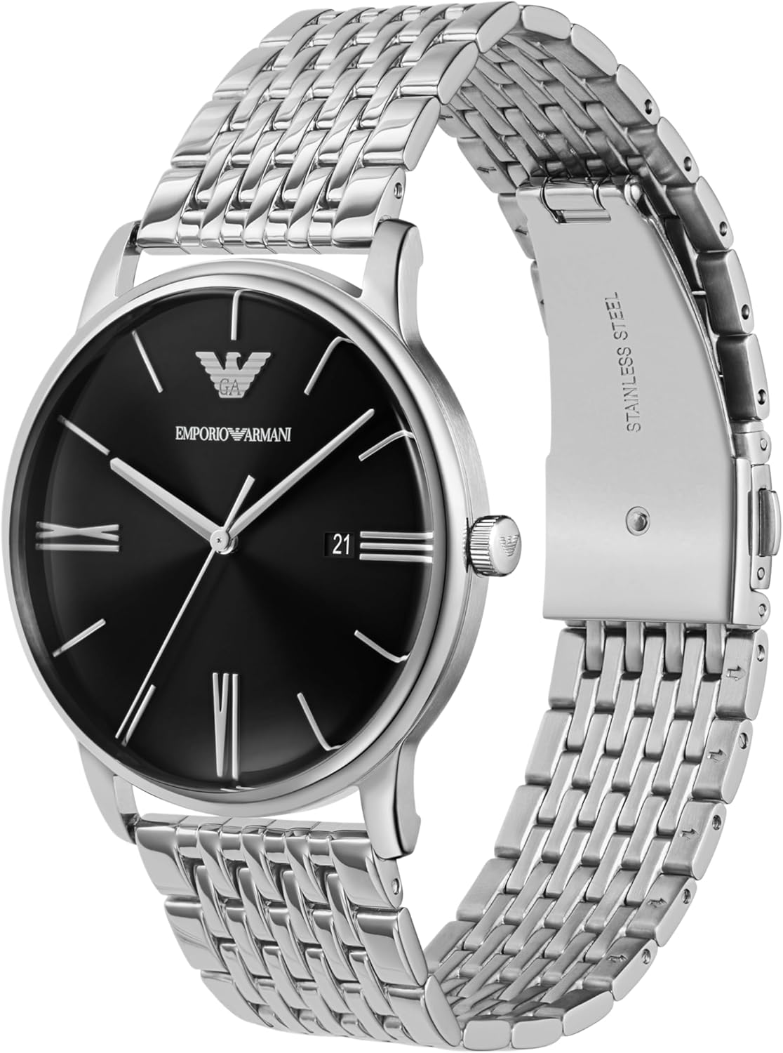 Emporio Armani Men's Three Hand Watch with Stainless Steel or Leather Band; Dress Watch for Men