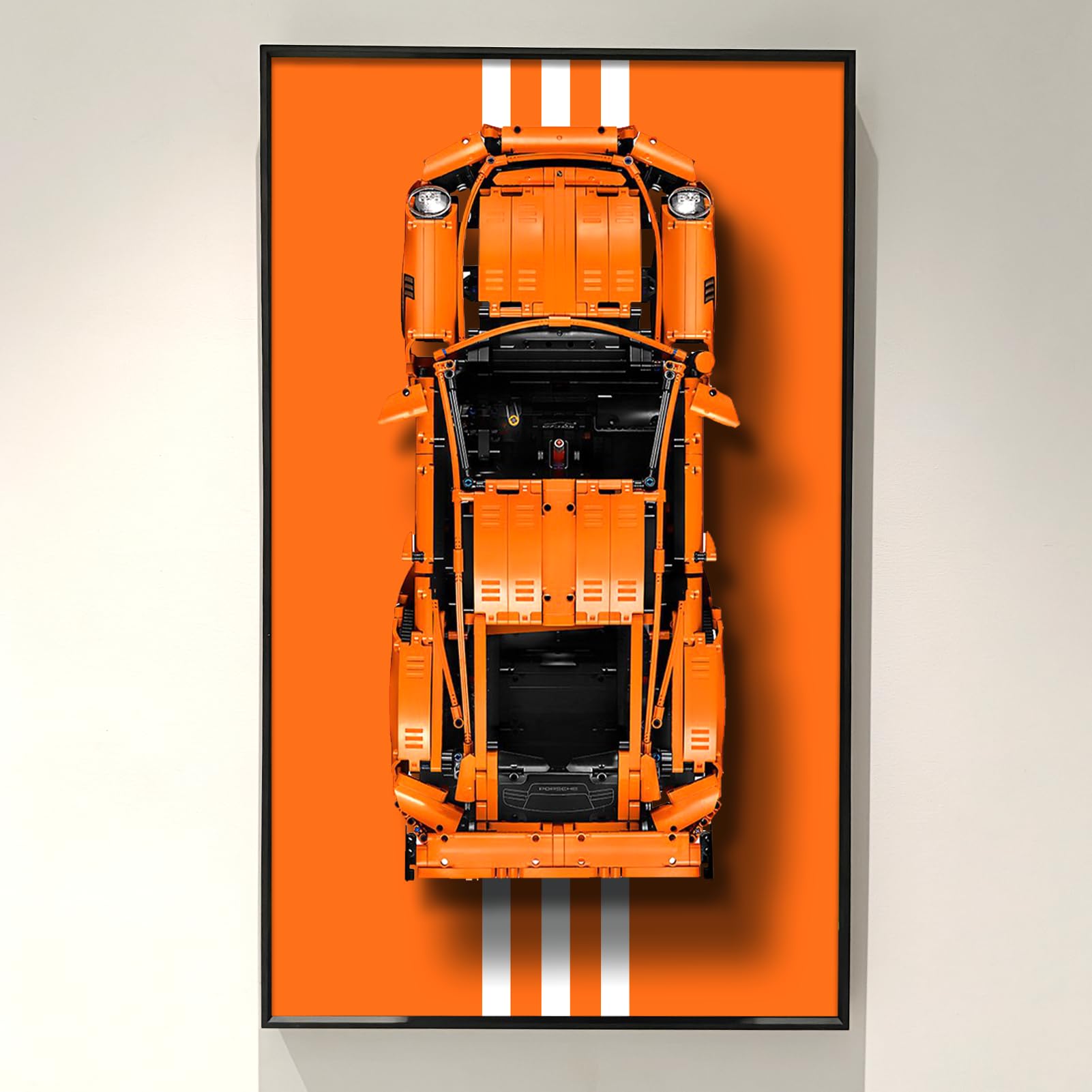 ICUANUTY Display Wall Frame Compatible with Lego Technic 42056 - Porsche 911 GT3 RS Racing Car Wall Display, Compatible with Lego Car Wall Mount Display Enthusiasts, Size: 75 x 45 cm