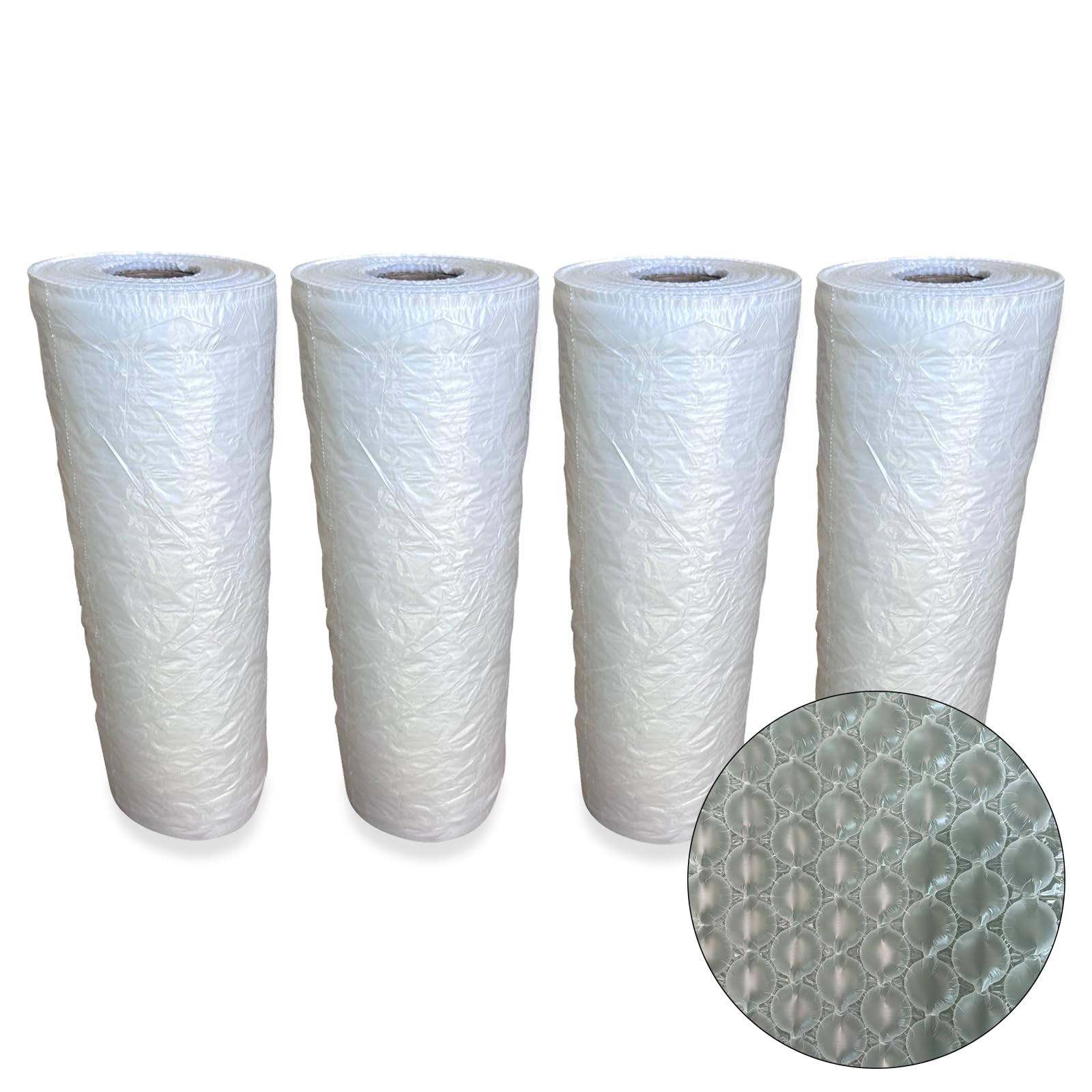 4 Rollen mit 2,5 m x 1,27 cm x 30,5 cm breiten Blasen-Rolle, perforiert alle 30,5 cm, große Luftpolsterfolie, transparente Verpackung, Schutz für Verpackung, Umzug, Versand, Lagerung, 100 m insgesamt