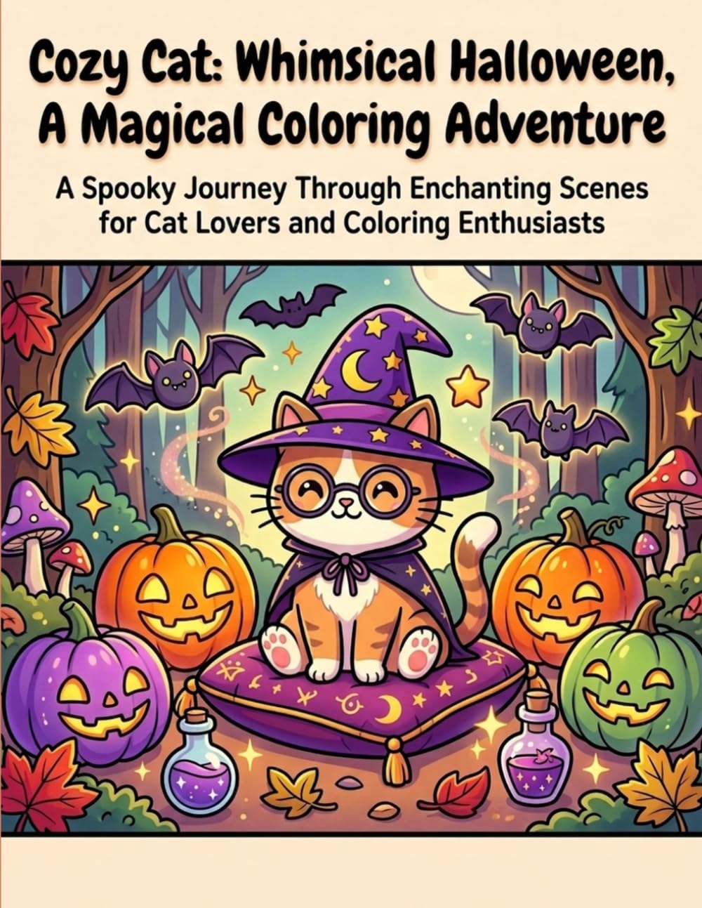 Cozy Cat Whimsical Halloween A Magical Coloring Adventure: A Spooky Journey Through Enchanting Scenes for Cat Lovers and Coloring Enthusiasts (Cozy Cat Coloring book)