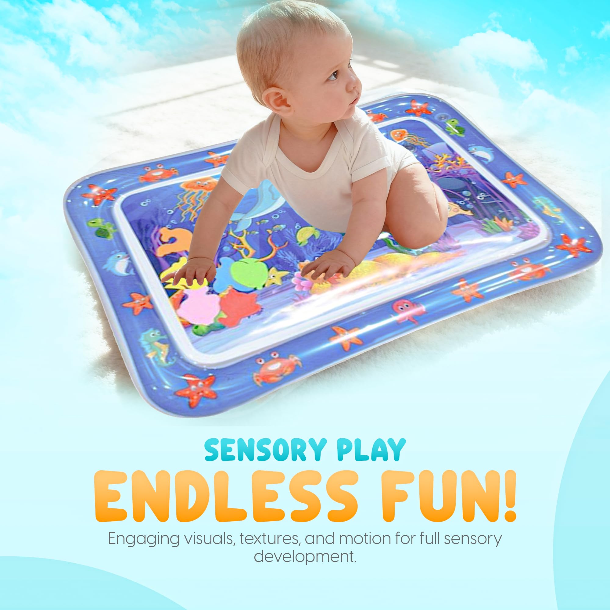 SHOPING SOLUTIONS LLC, Inflatable Water Play Mat for Kids, Sensory Activity Toy for Babies, Premium Water Play Pad, Fun & Engaging Baby Gift 1