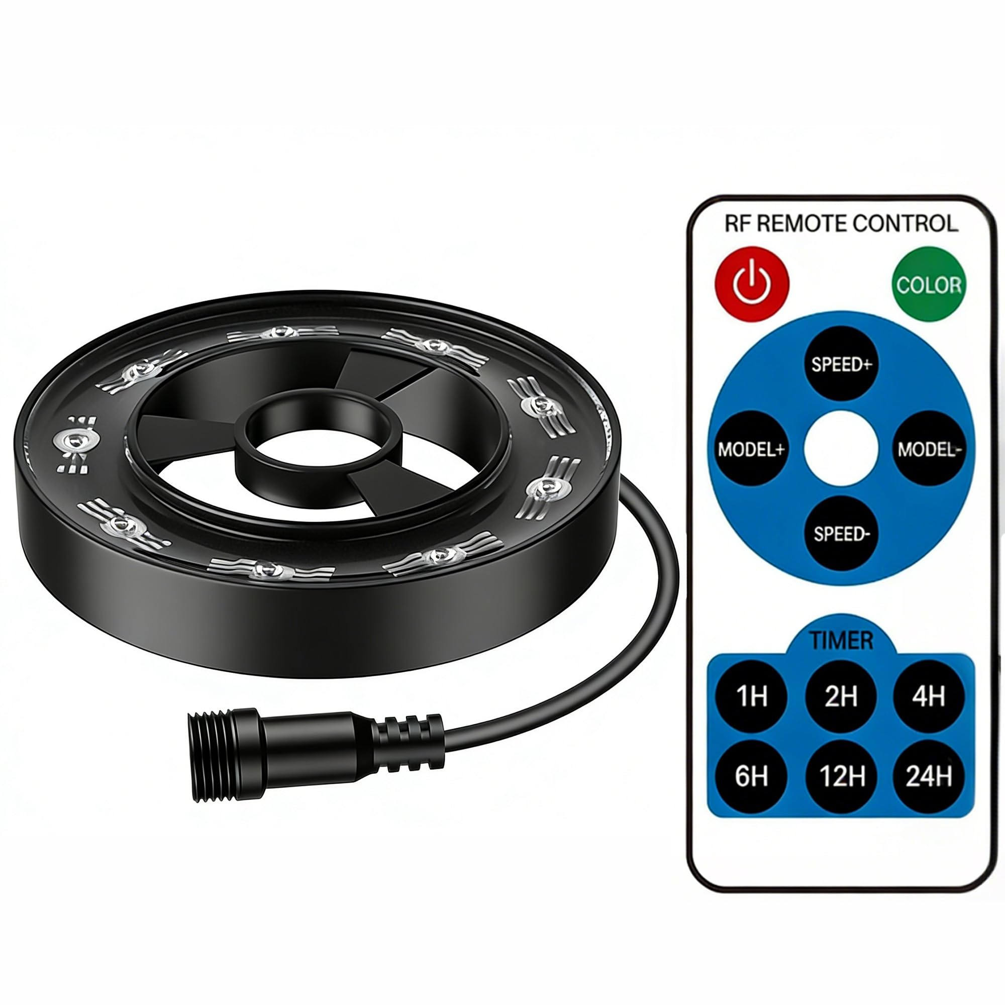 Biling LED Light Ring Replacement Kit with Remote Control, Colorful LED Lights for Pond Filter Fountain, Waterproof, Perfect for Fountain Decoration & Replacement