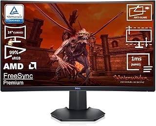 Dell S2422HG 23.6 Inch Full HD (1920x1080) 1500R Curved Gaming Monitor, 165Hz, VA, 1ms MPRT, AMD FreeSync Premium, 99% sRGB, DisplayPort, 2x HDMI, 3 Year Warranty